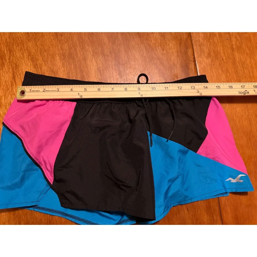 Hollister Womens Colorblock Athletic Shorts Black Pink Blue‎ Size S Running Gym